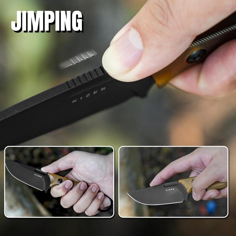 KIZER Cabox Fixed Blade Knife 3.36" Nitro V Steel Fixed Blade Hunting Knife PEI Handle with Sheath for Survival Camping Hunting 1048A6 - Image 4